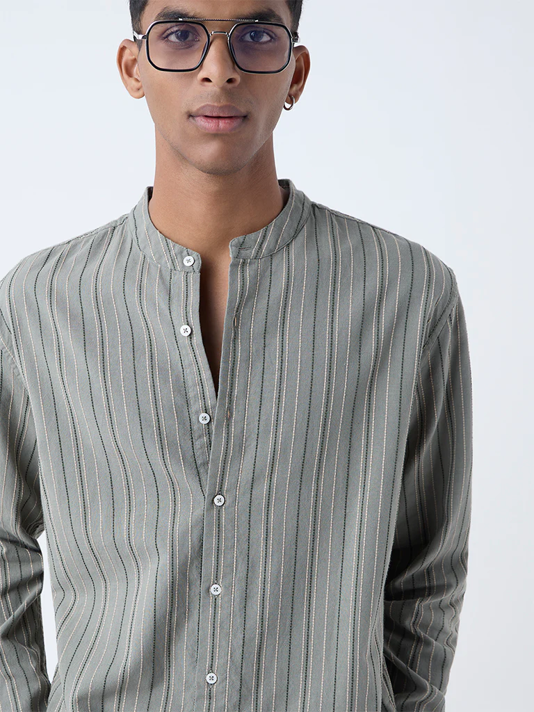 ETA Sage Striped Relaxed-Fit Cotton Shirt - Image 4