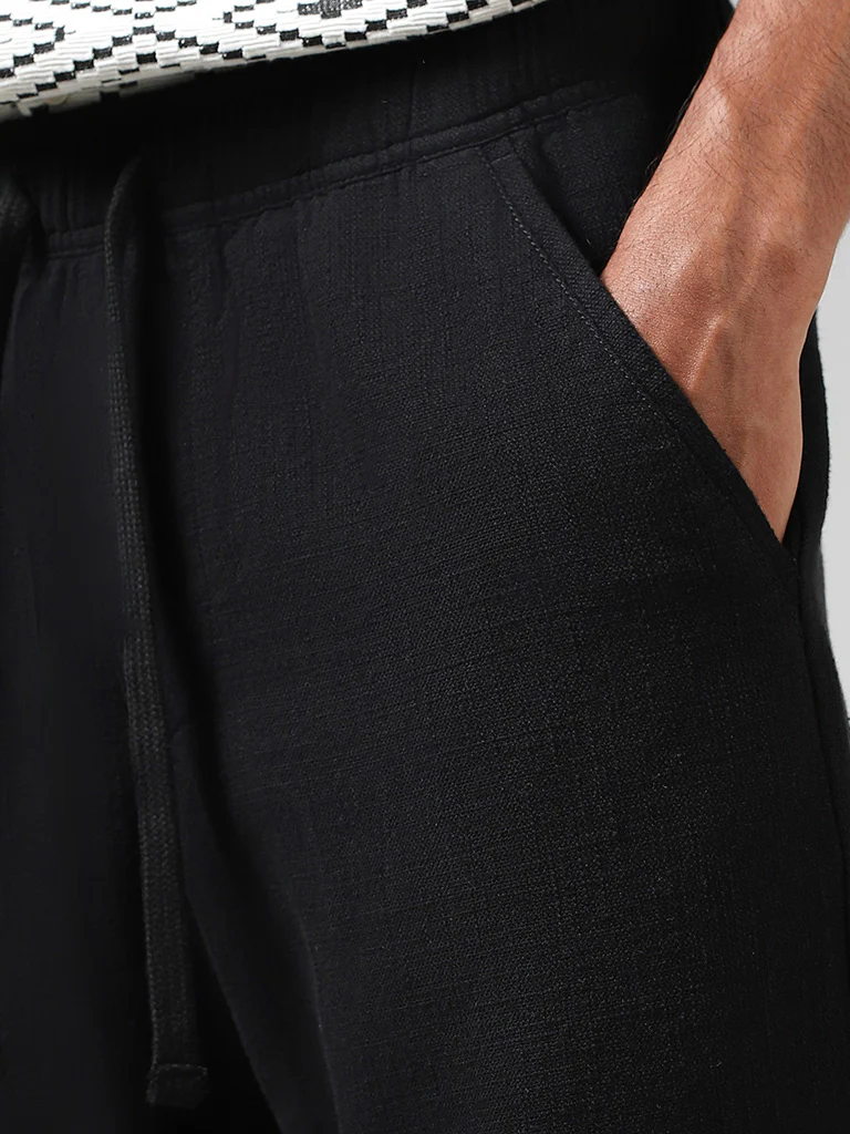 ETA Self Black Cotton Relaxed-Fit Low-Rise Chinos - Image 3
