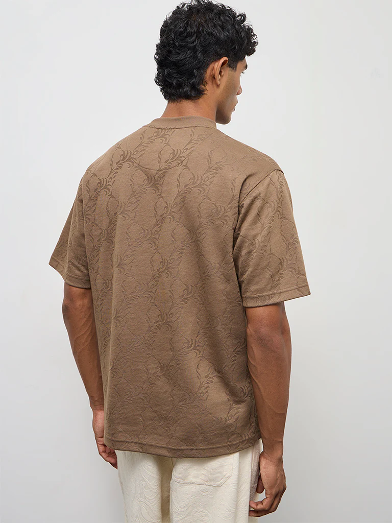 ETA Taupe Jacquard Relaxed-Fit T-Shirt - Image 5