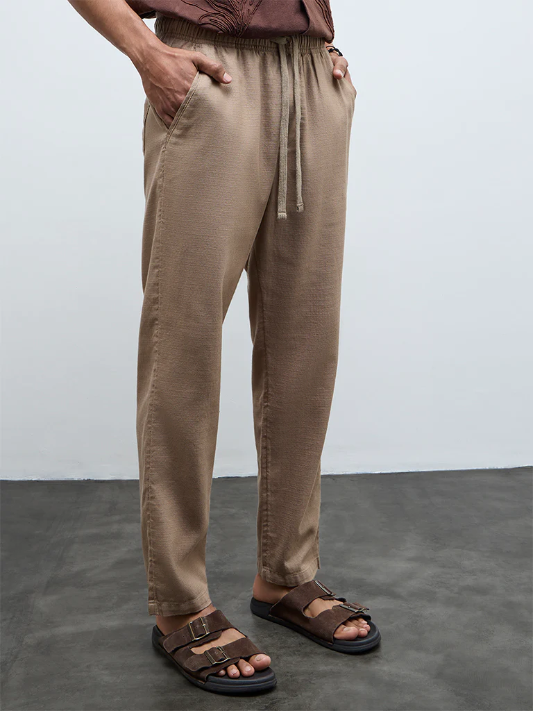 ETA Taupe Relaxed-Fit Mid-Rise Cotton Chinos - Image 3