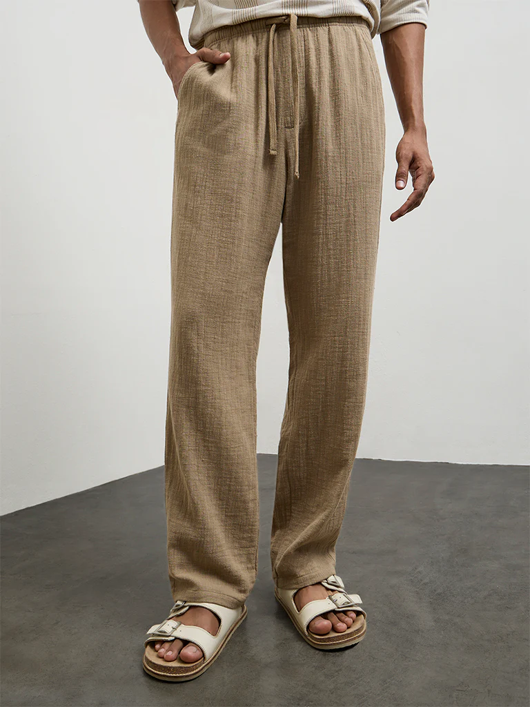 ETA Taupe Relaxed-Fit Mid-Rise Cotton Chinos - Image 2