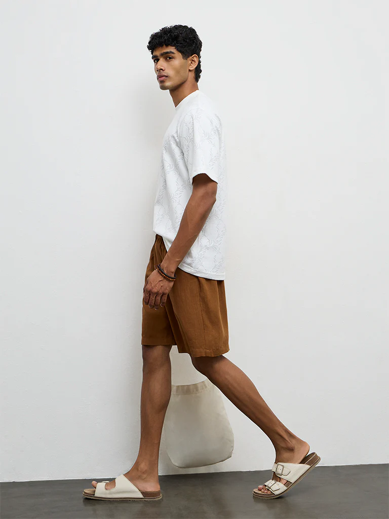 ETA White Jacquard Texture Relaxed-Fit T-Shirt - Image 3