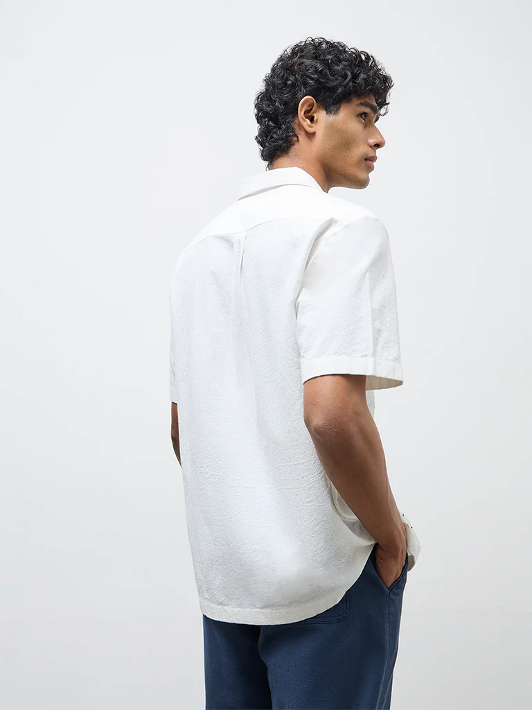 ETA White Printed Relaxed-Fit Cotton Shirt - Image 4