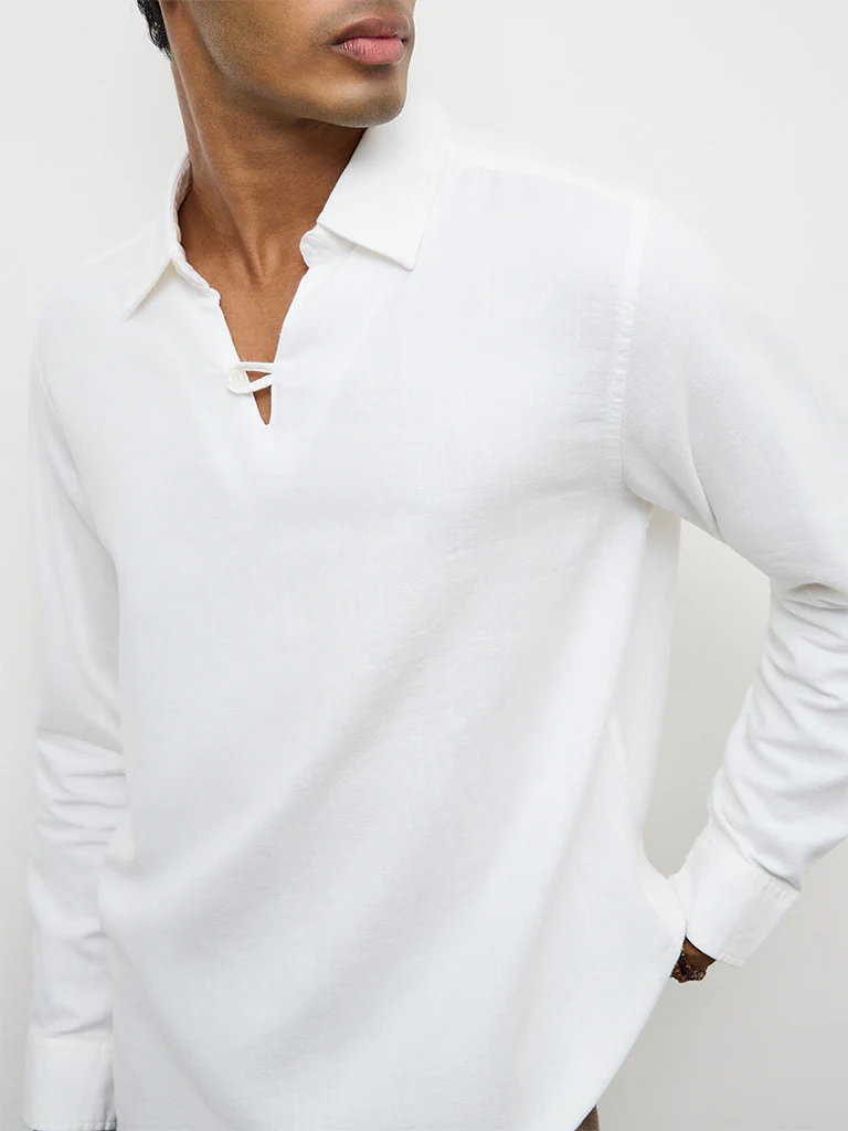ETA White Relaxed-Fit Cotton-Blend Shirt - Image 3