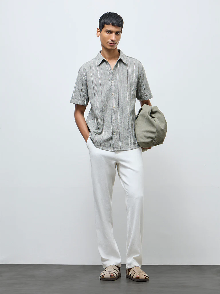 ETA White Relaxed-Fit Mid-Rise Cotton-Blend Chinos - Image 3