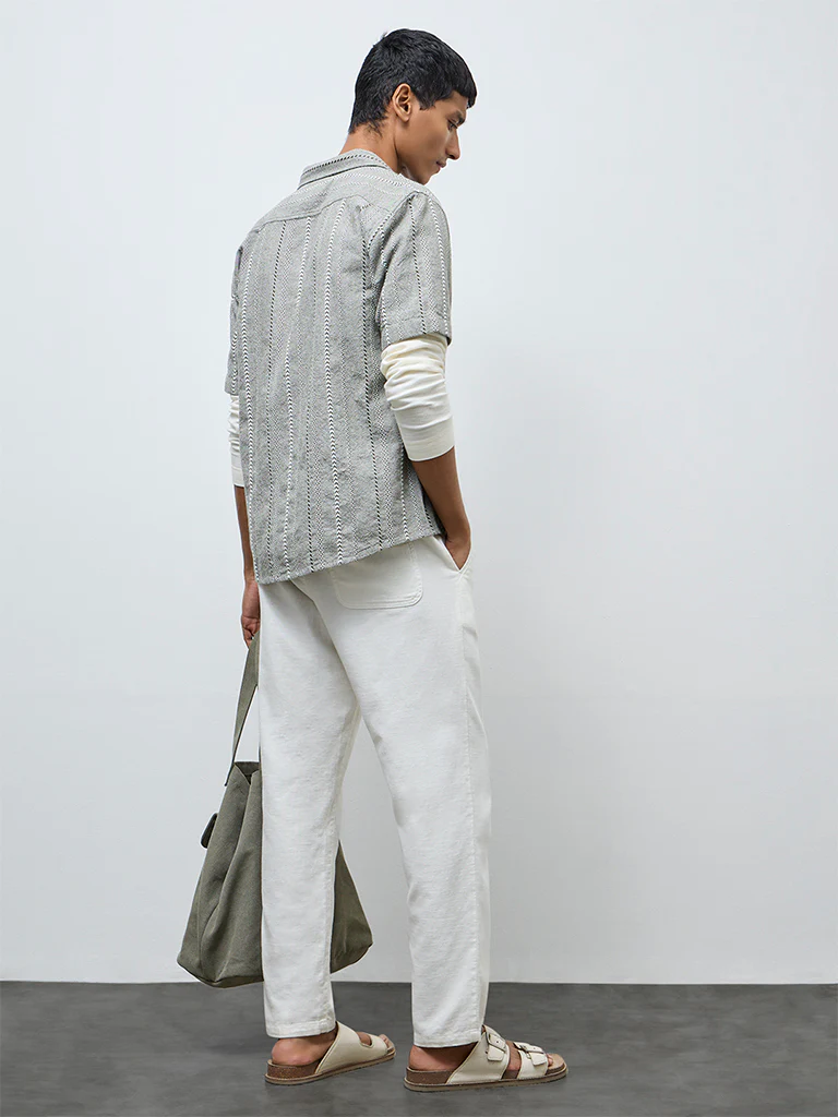 ETA White Solid Relaxed-Fit Mid-Rise Cotton Chinos - Image 5