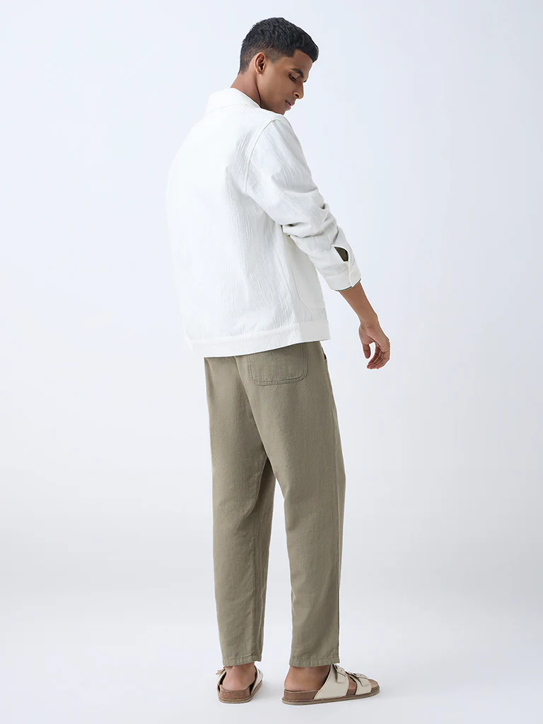 ETA White Textured Relaxed-Fit Cotton Jacket - Image 4