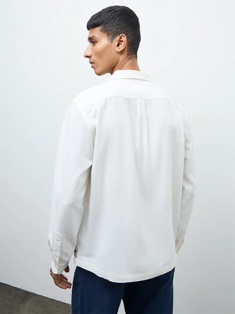 ETA White Tropical Embroidered Relaxed-Fit Cotton Shirt - Image 4