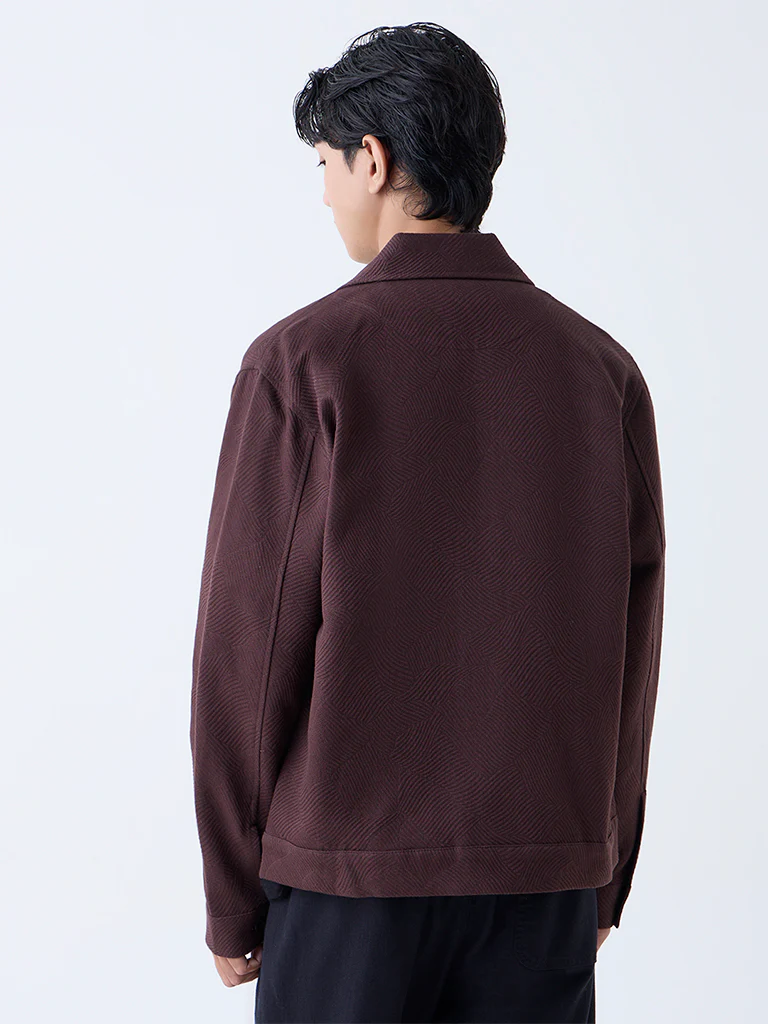 ETA Wine Textured Relaxed-Fit Cotton Jacket - Image 4