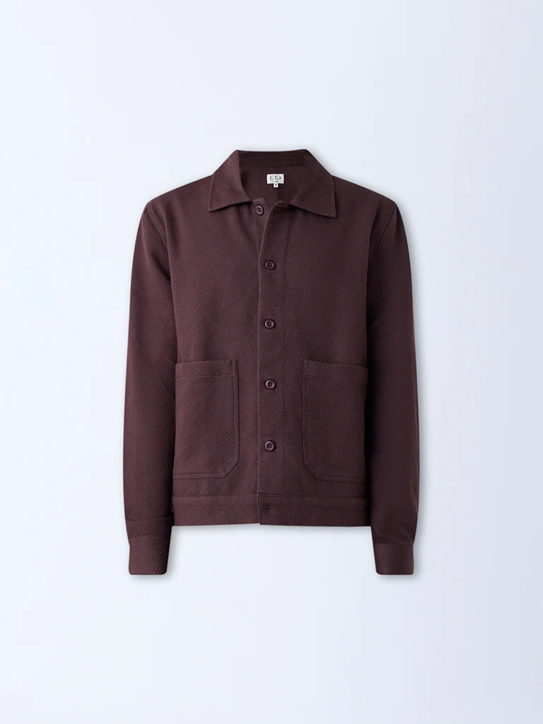 ETA Wine Textured Relaxed-Fit Cotton Jacket - Image 5
