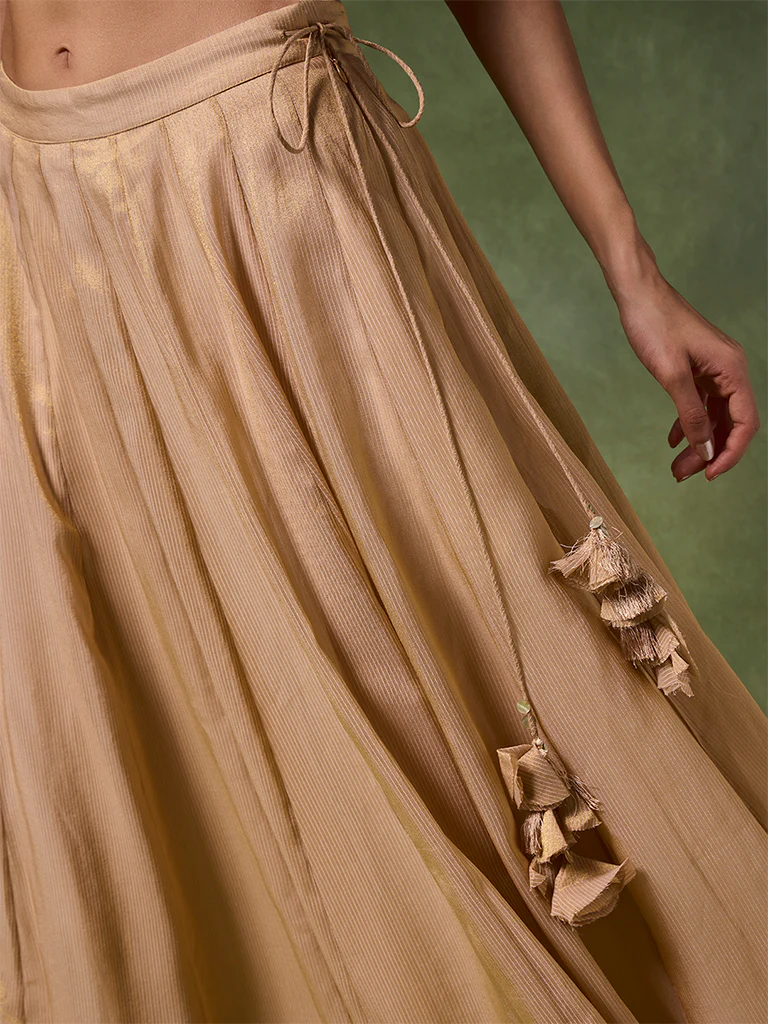 Flared Maxi Skirt – Beige - Image 3