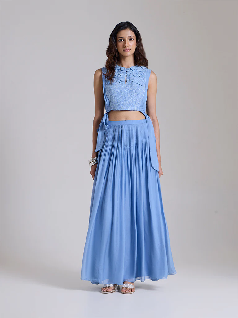 Floral Applique Top - Blue