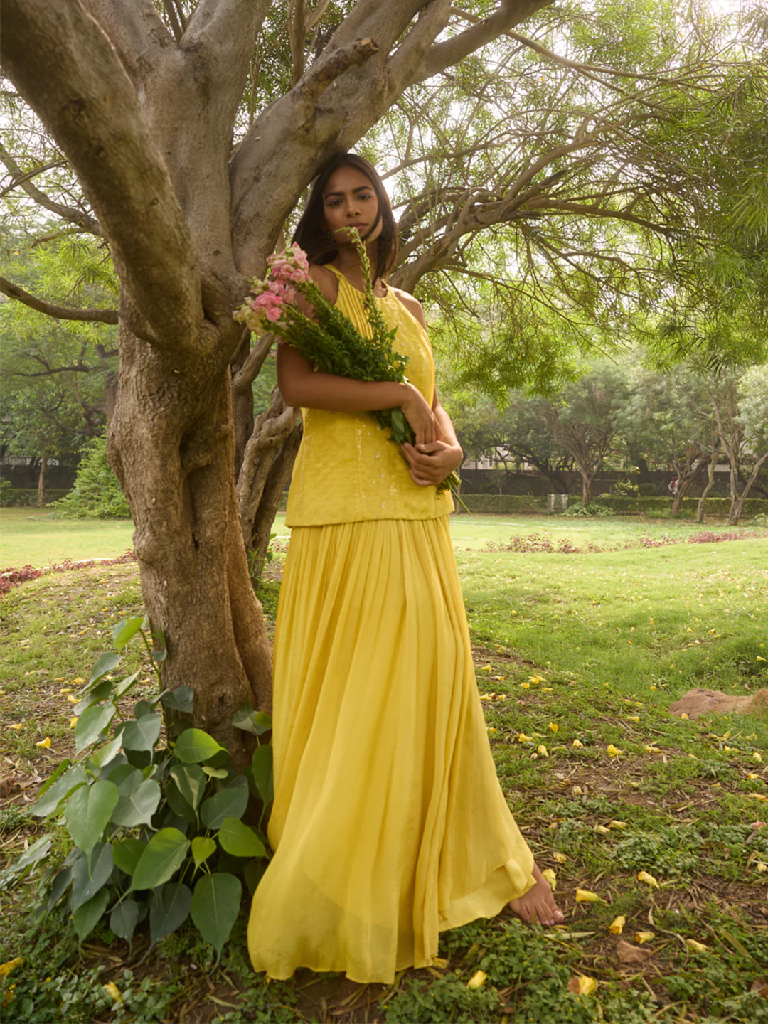Floral Embroidered Maxi Dress - Lime - Image 6