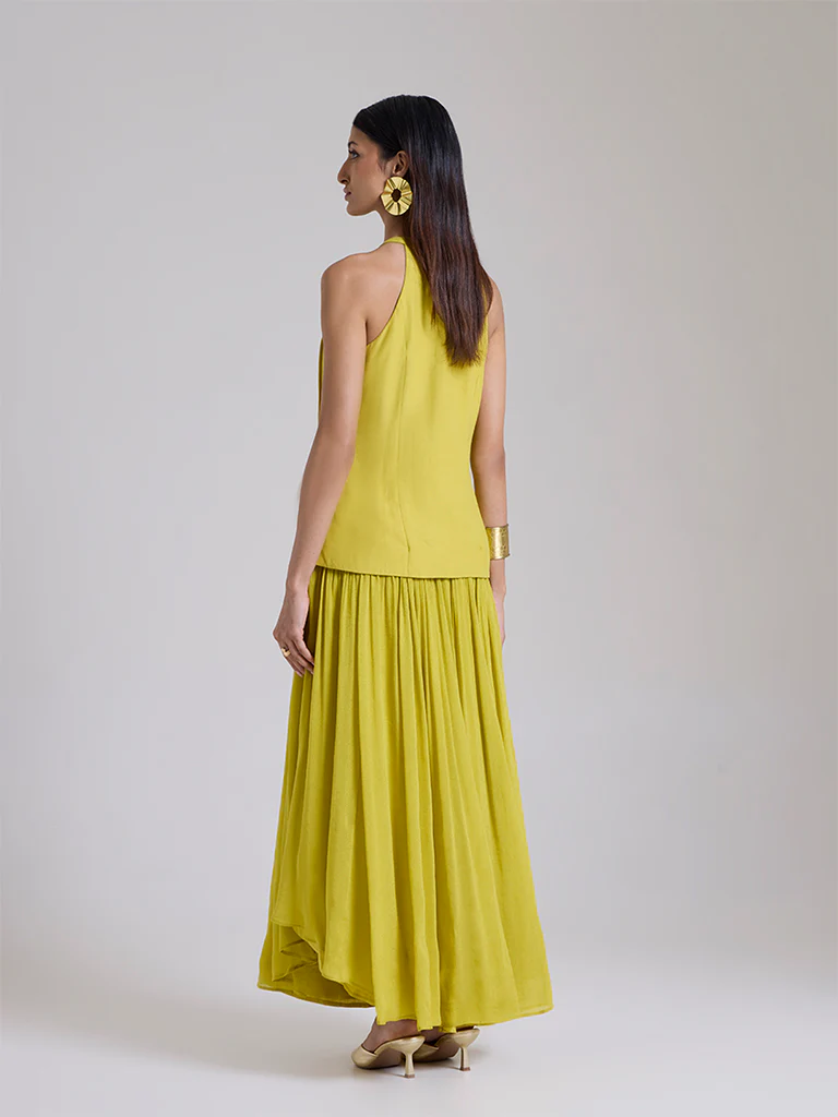 Floral Embroidered Maxi Dress - Lime - Image 7