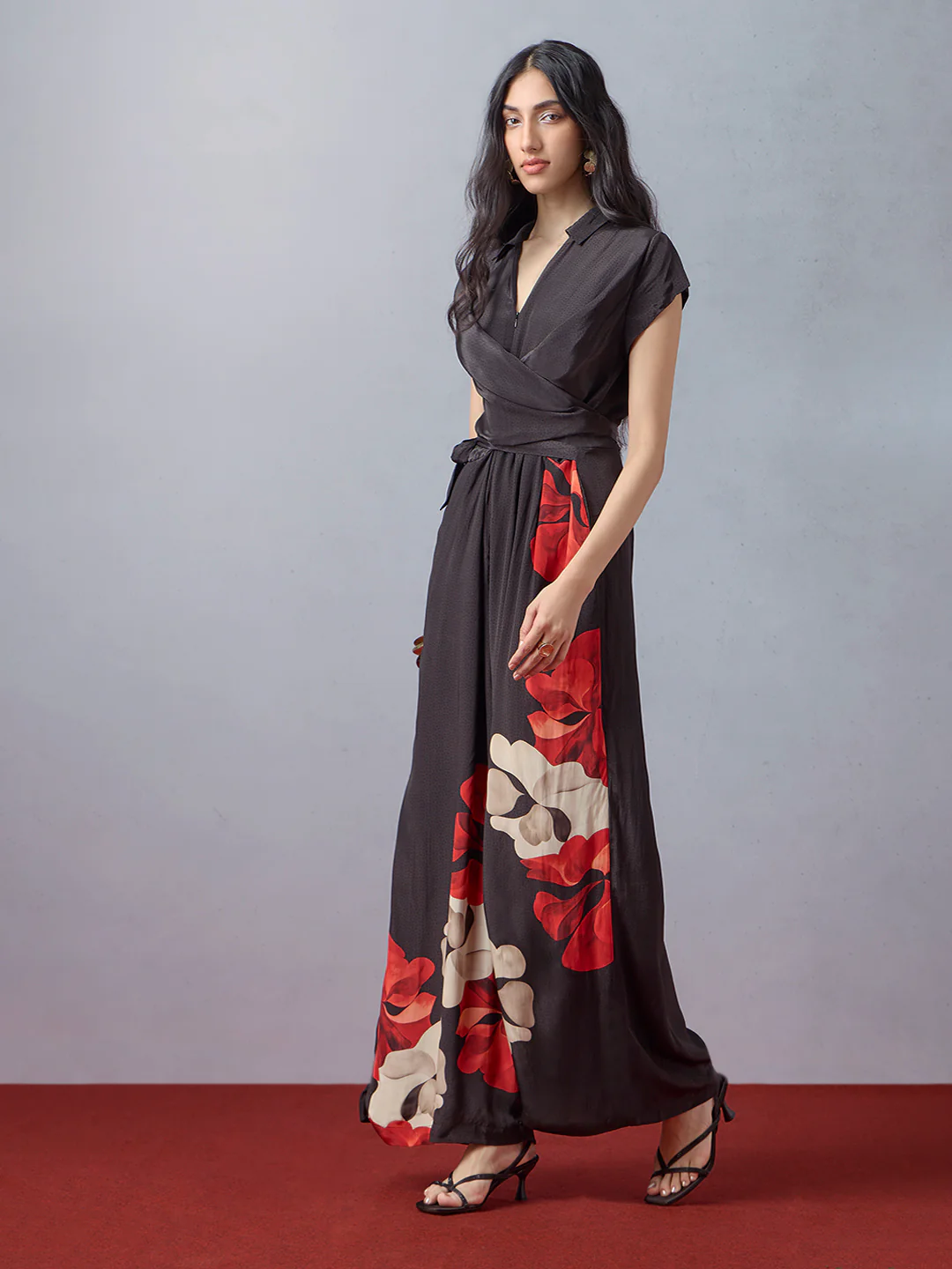 Floral Jumpsuit - Black - Image 2