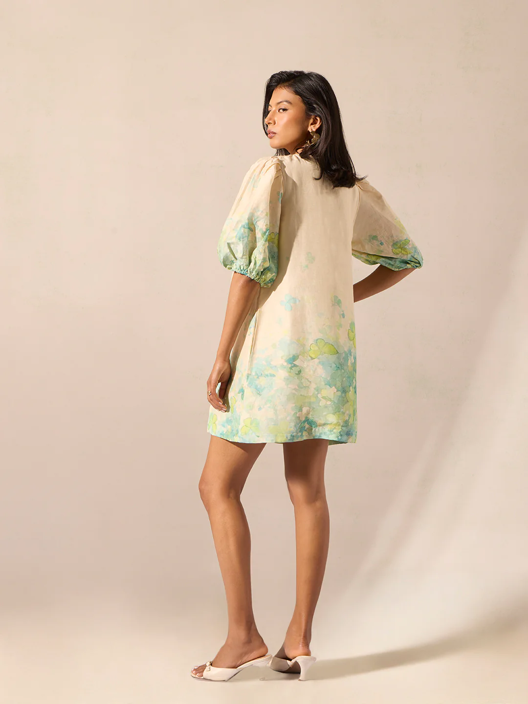 Floral Shift Dress - Cream - Image 5