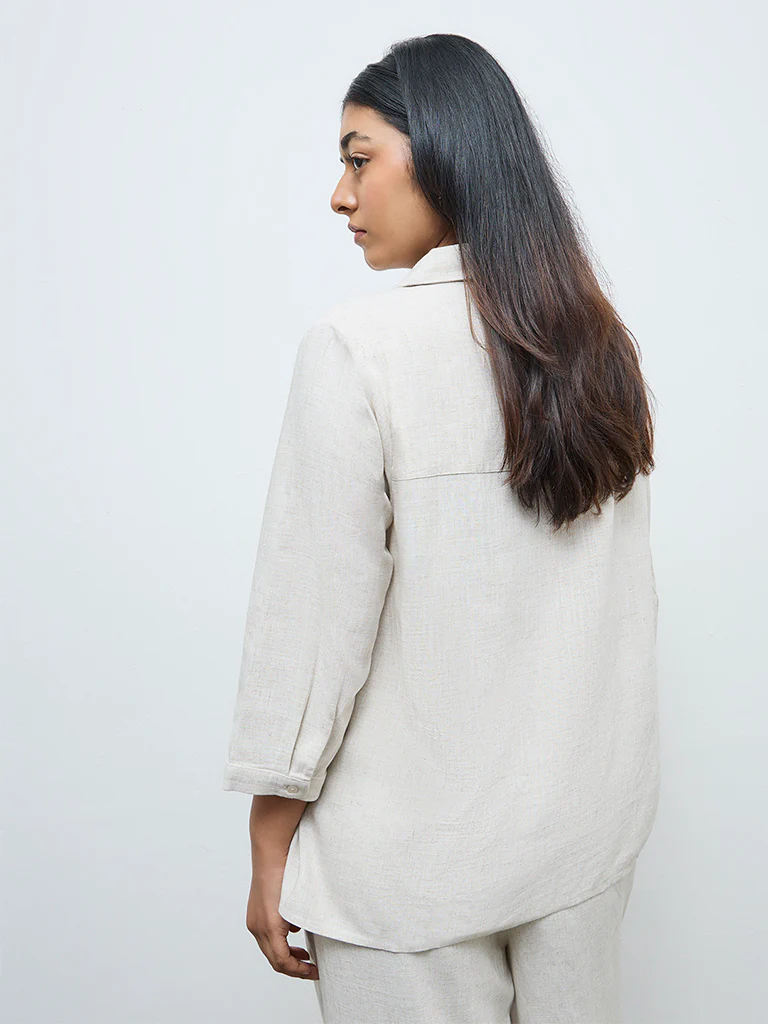 Gia Beige Pintuck Detailed Blouse - Image 4