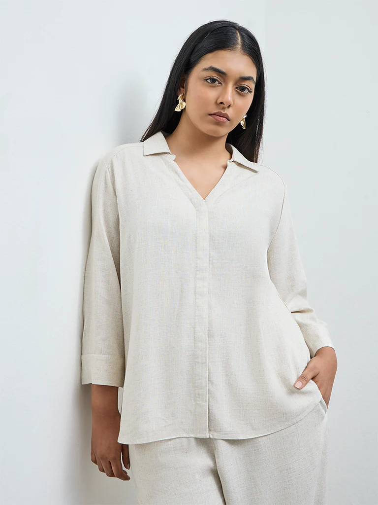 Gia Beige Solid Shirt