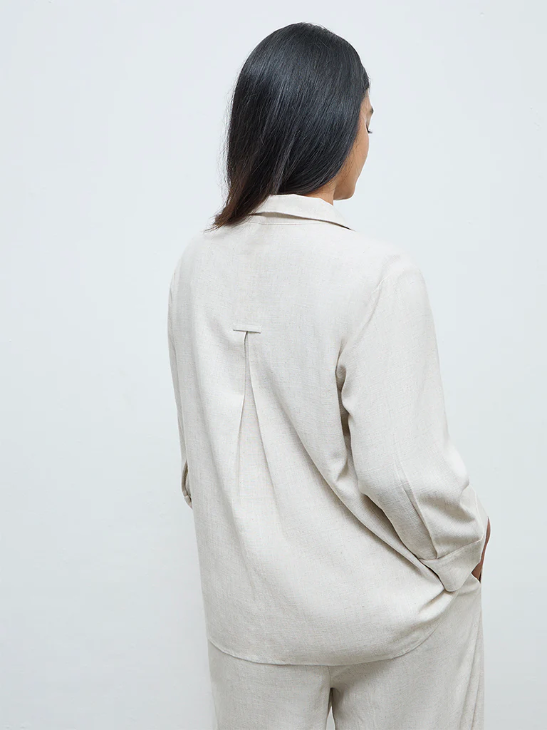 Gia Beige Solid Shirt - Image 4