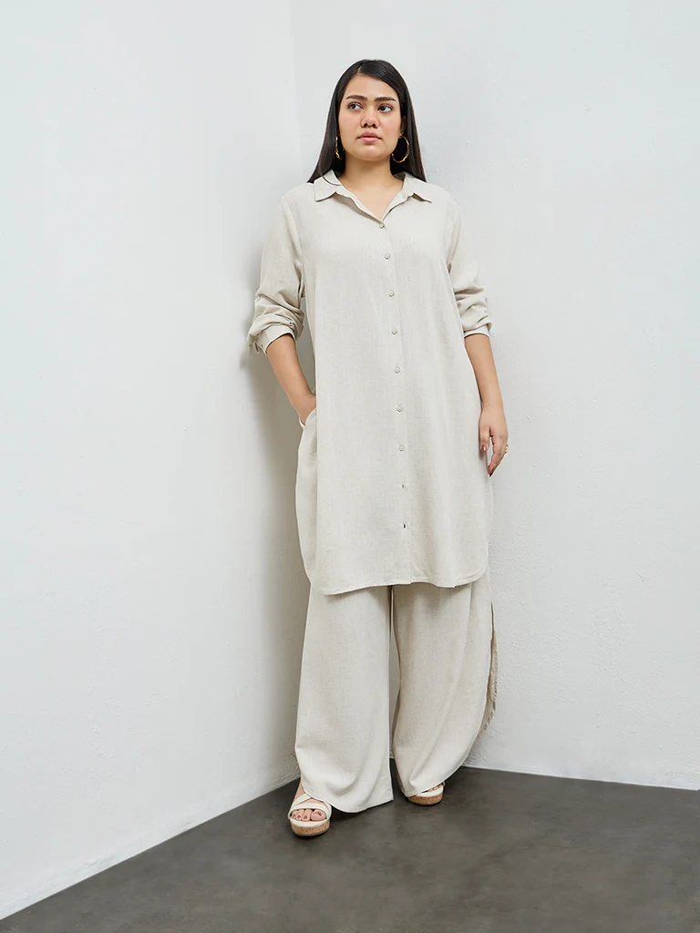 Gia Beige Solid Tunic - Image 2