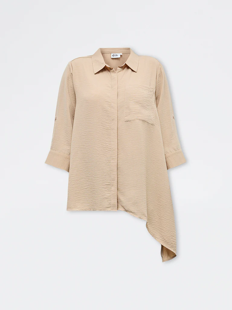Gia Beige Textured Shirt - Image 5