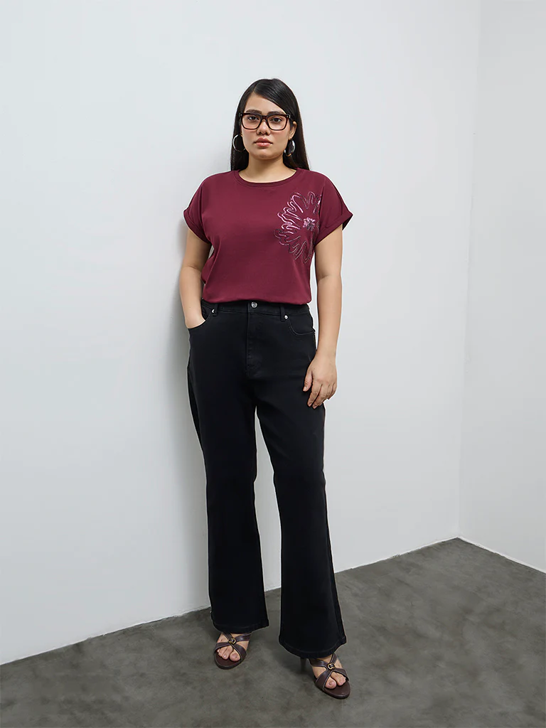 Gia Black Bootcut High-Rise Jeans