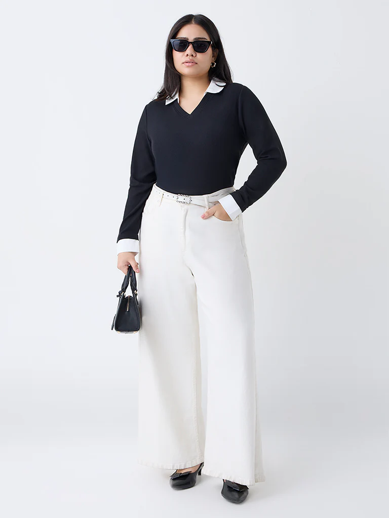 Gia Black Collared T-Shirt - Image 2