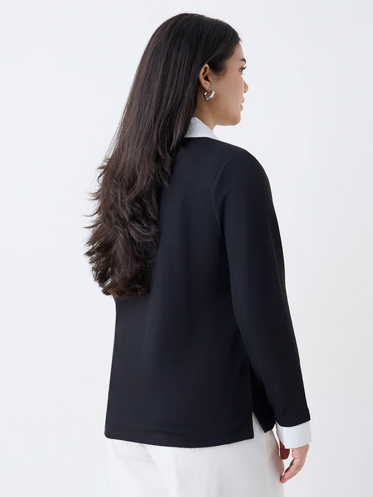 Gia Black Collared T-Shirt - Image 4