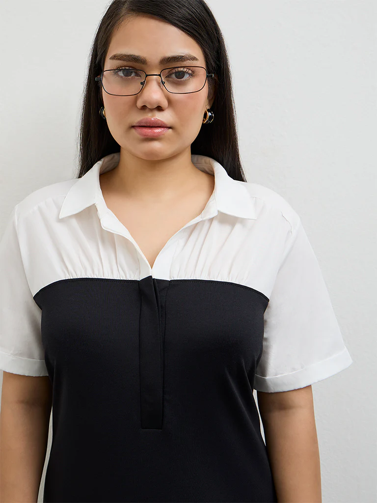Gia Black Color-Block A-Line Dress - Image 3