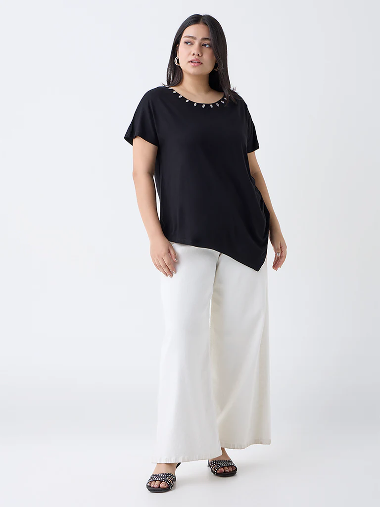 Gia Black Diamante Embellished Top - Image 2