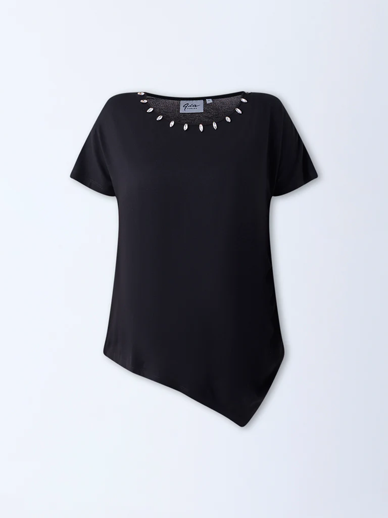 Gia Black Diamante Embellished Top - Image 5
