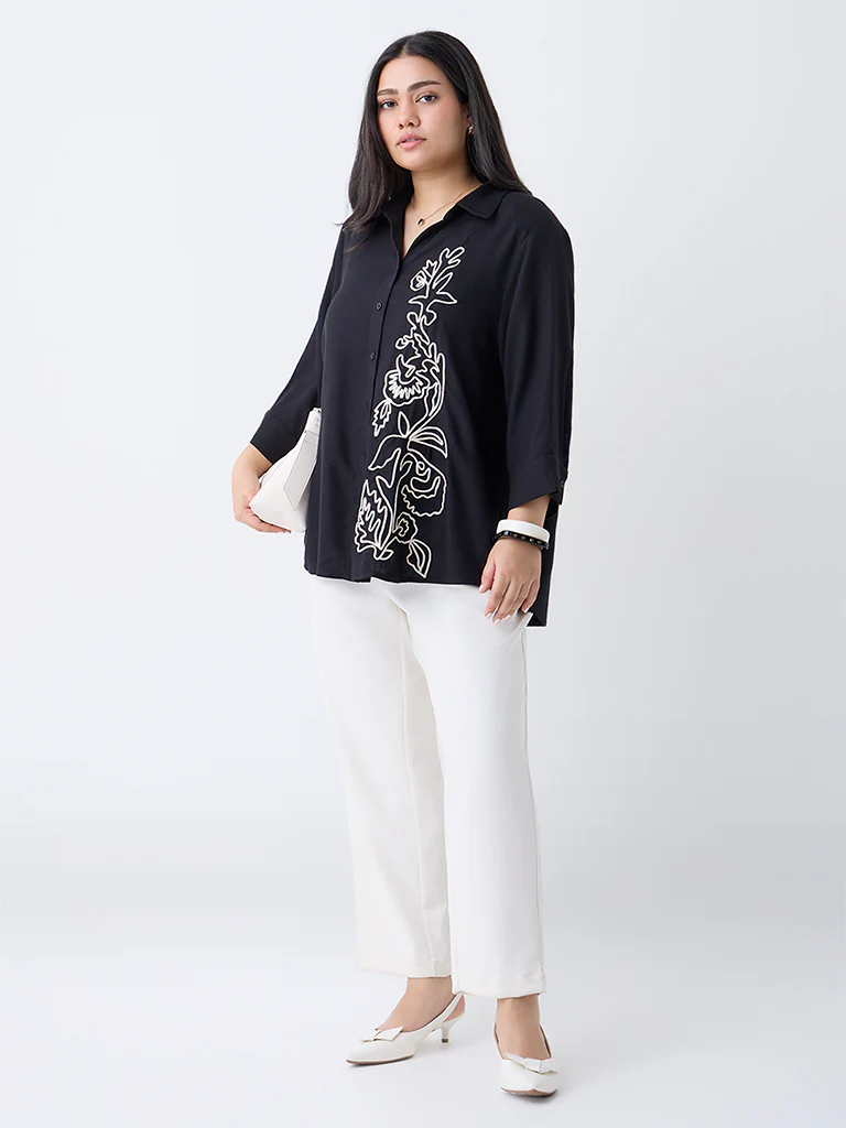 Gia Black Embroidered Shirt - Image 2