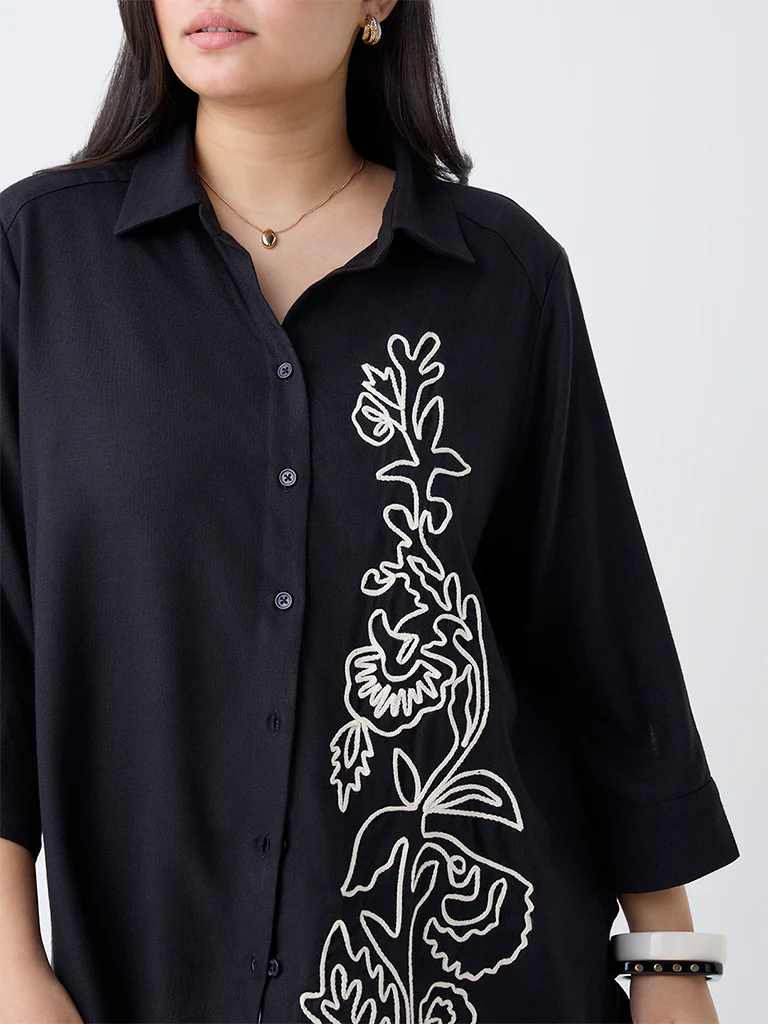 Gia Black Embroidered Shirt - Image 3
