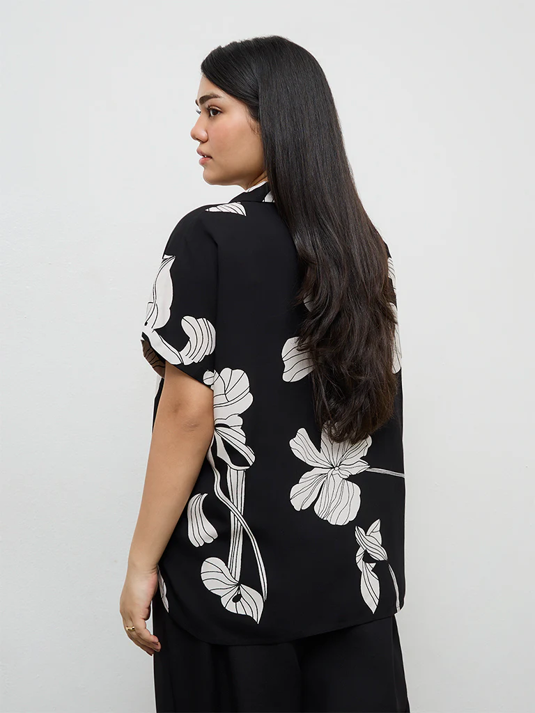 Gia Black Floral Printed Blouse - Image 4