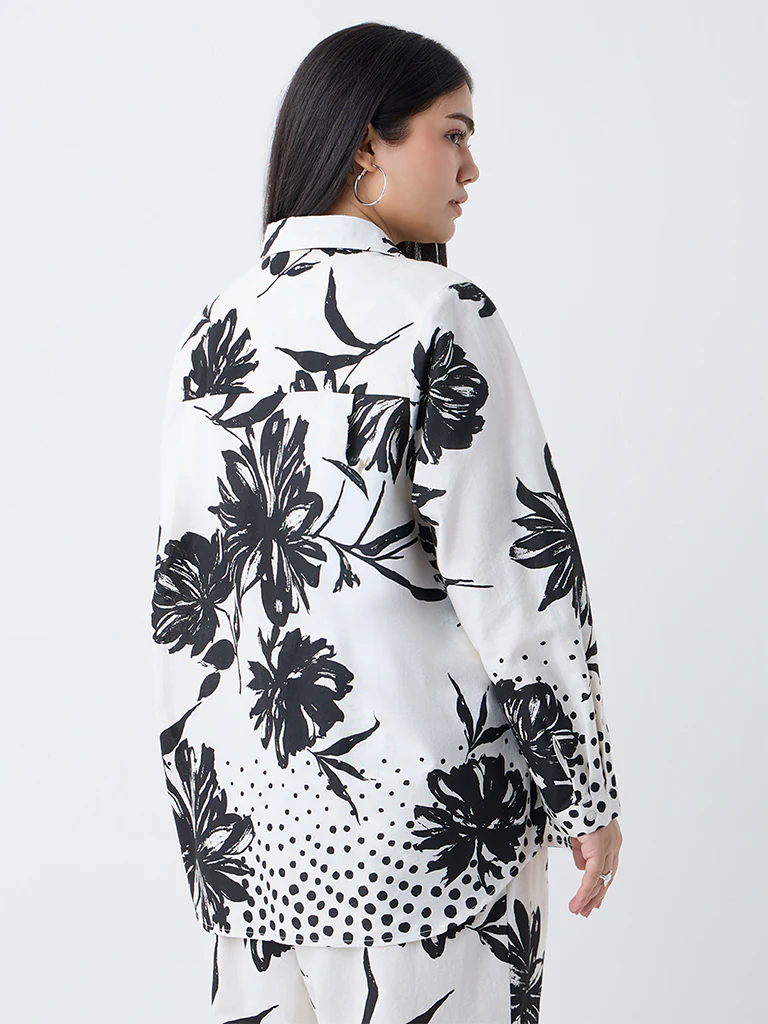 Gia Black Floral Printed Shirt - Image 4