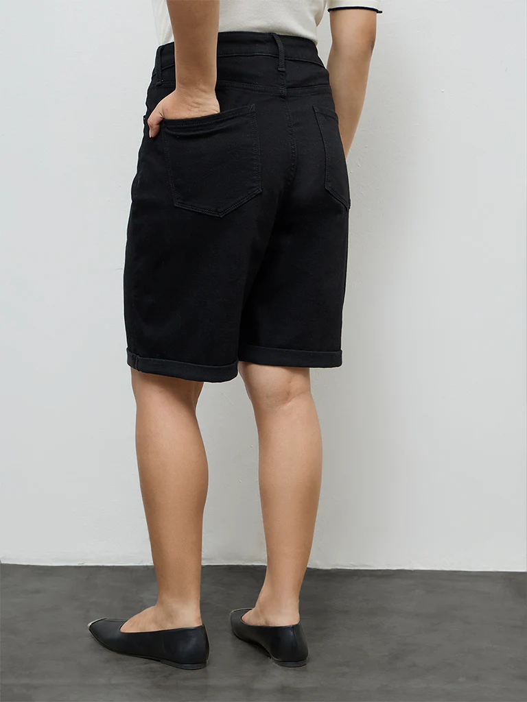 Gia Black High-Rise Denim Shorts - Image 4