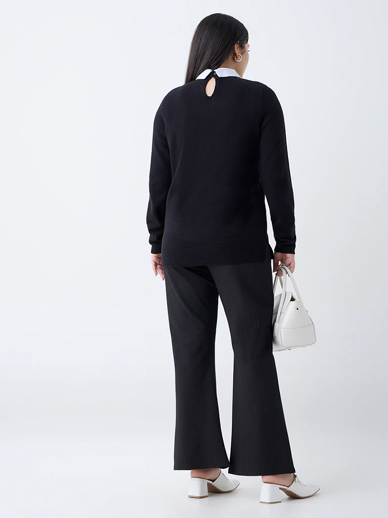 Gia Black Knit-Textured Sweater - Image 4