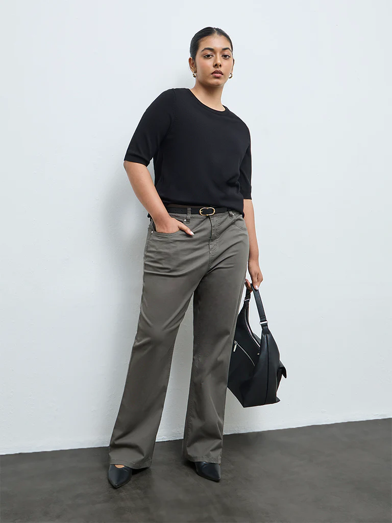 Gia Black Knit-Textured Sweater