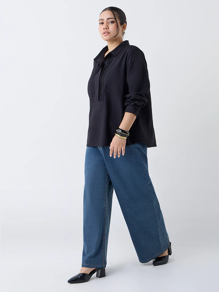 Gia Black Pintuck Detailed Blouse - Image 2