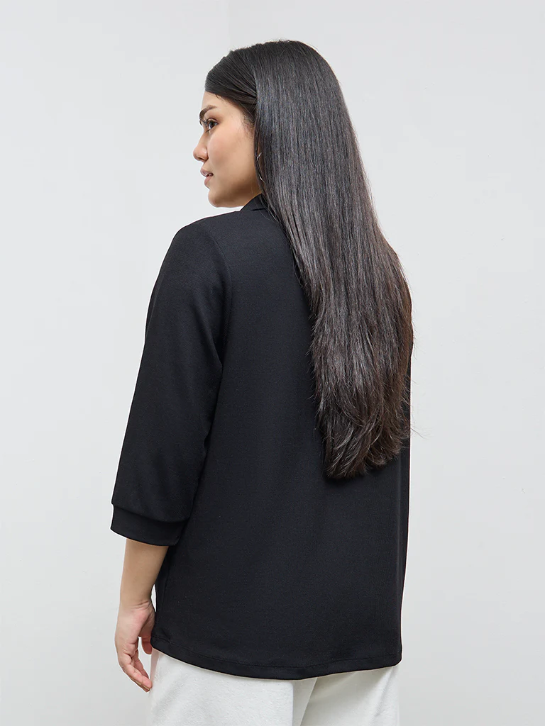 Gia Black Ribbed-Textured Top - Image 4