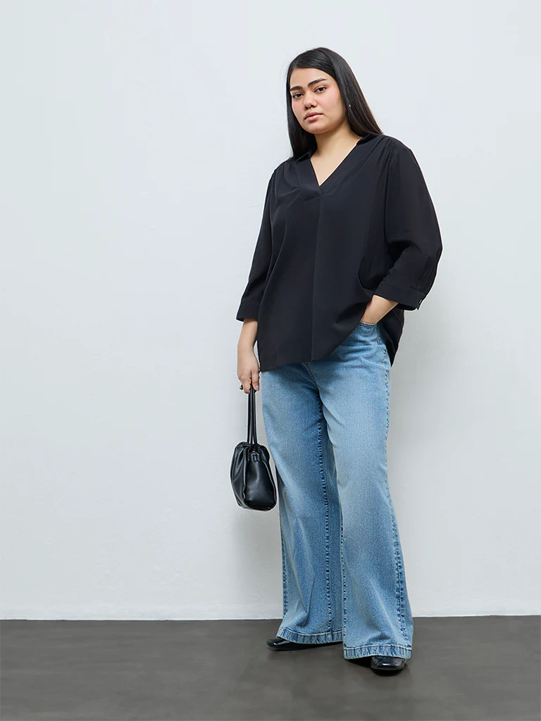 Gia Black Solid Blouse - Image 2