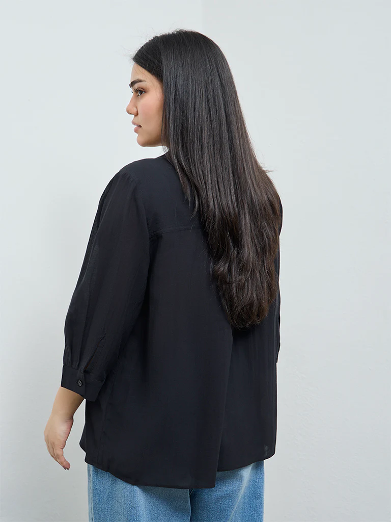 Gia Black Solid Blouse - Image 4