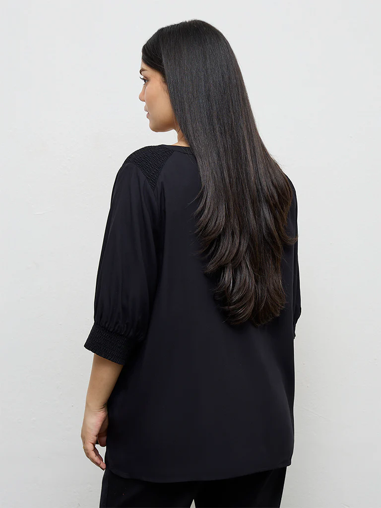 Gia Black Solid Blouse - Image 4