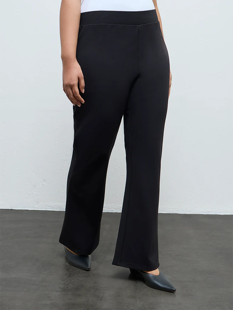 Gia Black Solid High-Rise Trousers - Image 2