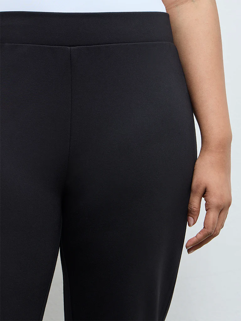 Gia Black Solid High-Rise Trousers - Image 3