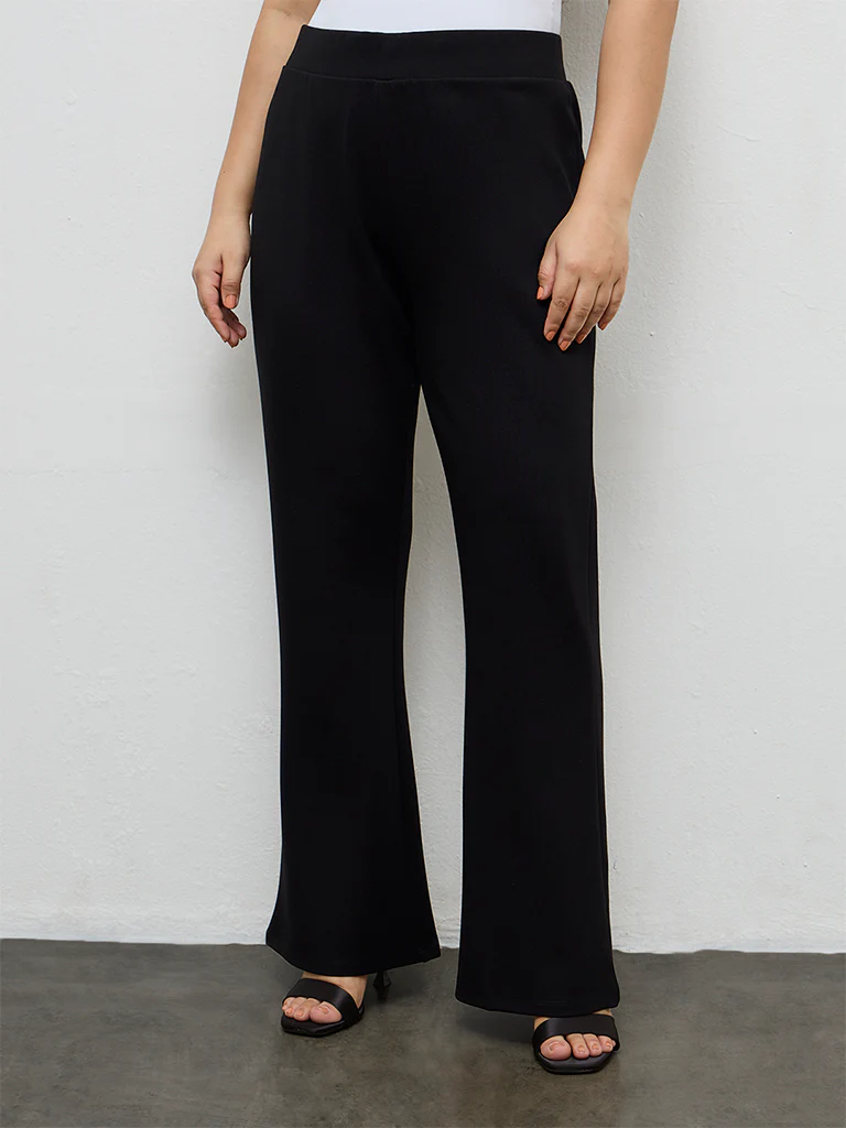 Gia Black Solid High-Rise Trousers - Image 2