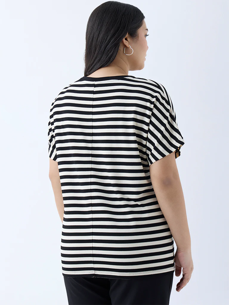 Gia Black Stripe Printed T-Shirt - Image 4