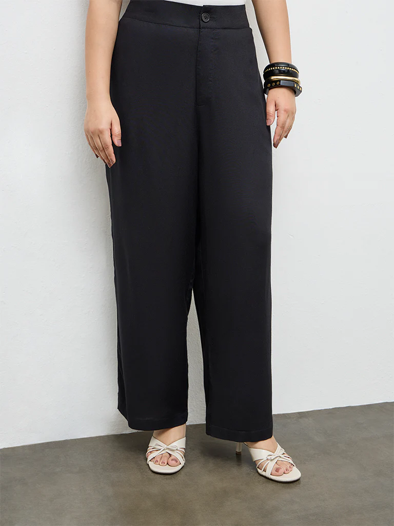 Gia Black Striped High-Rise Trousers - Image 3