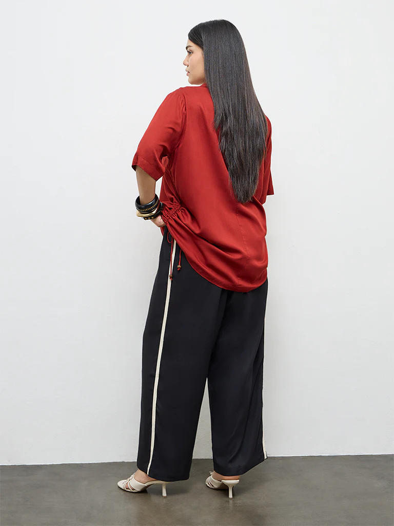 Gia Black Striped High-Rise Trousers - Image 4