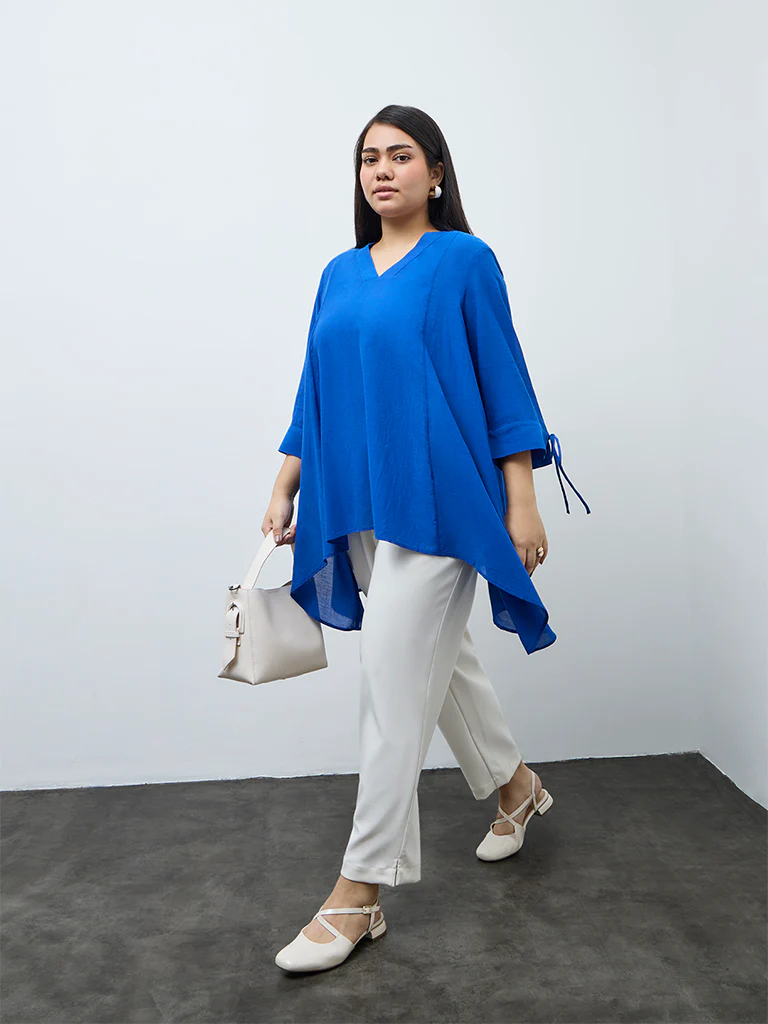 Gia Blue Asymmetrical Blouse - Image 2